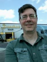 In front of Stranahan's Distillery